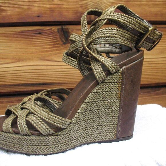 Stuart Weitzman Womens 7.5 Wedge Sandals Shoes - Picture 6 of 9